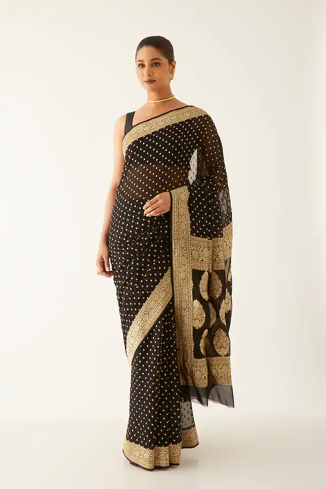 Black Banarasi Khaddi Georgette Saree